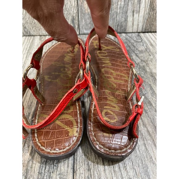 SAM EDELMAN GRETA Ankle Strap Leather Sandals Orange size 6.5M - Picture 7 of 12